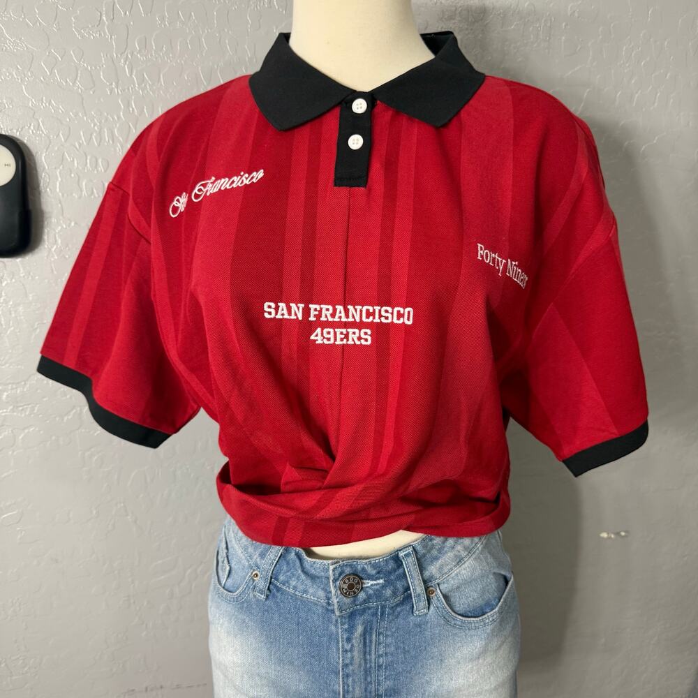NFL San Francisco 49ers Red and Black Polo Top